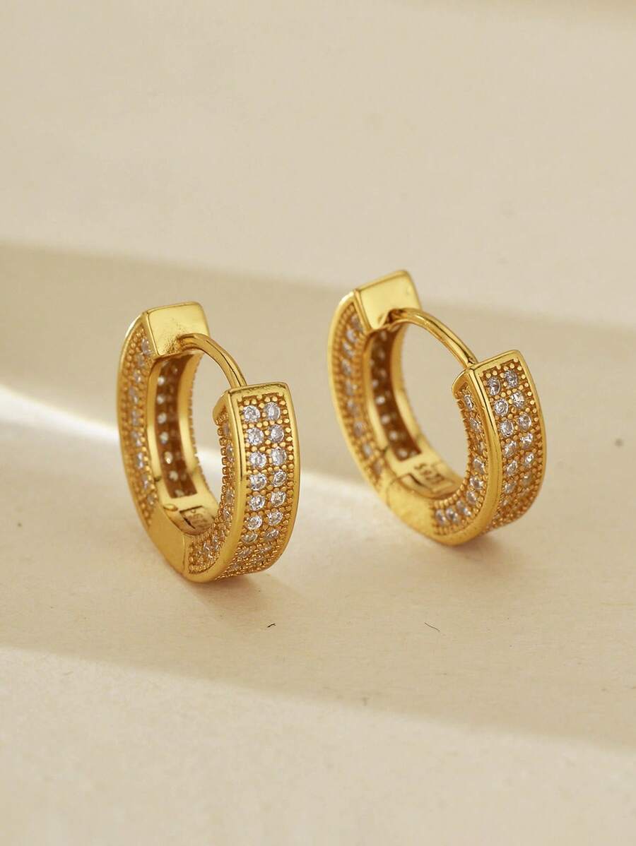 Ewell Luxury Elegant Unique Fashionable Designer 925 Sterling Silver 18k Gold Plated Zirconia Round Hoop Earrings For Women Daily Wear