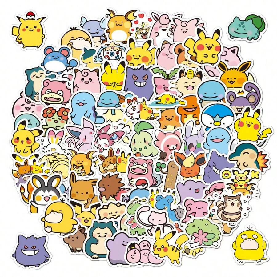 pokemon 50pcs Pokemon Stickers Small Size Children's Suitcase Computer Pokemon Waterproof Stickers Water Cup Tablet Greeting Card Decoration DIY Creative Stickers Surprise Gift Party Gift