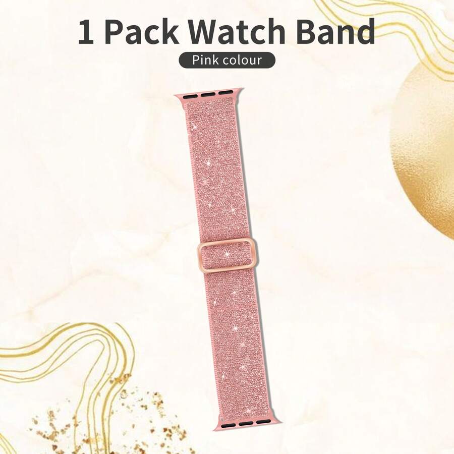 1 paquete de Banda elástica de nailon brillante compatible con relojes Apple de 38mm, 40mm, 41mm, 42mm, 44mm, 45mm, 46mm, 49mm para mujeres y niñas, banda trenzada ajustable tipo bucle solo compatible con Series Ultra 10 9 8 7 6 5 4 3 2 1 SE