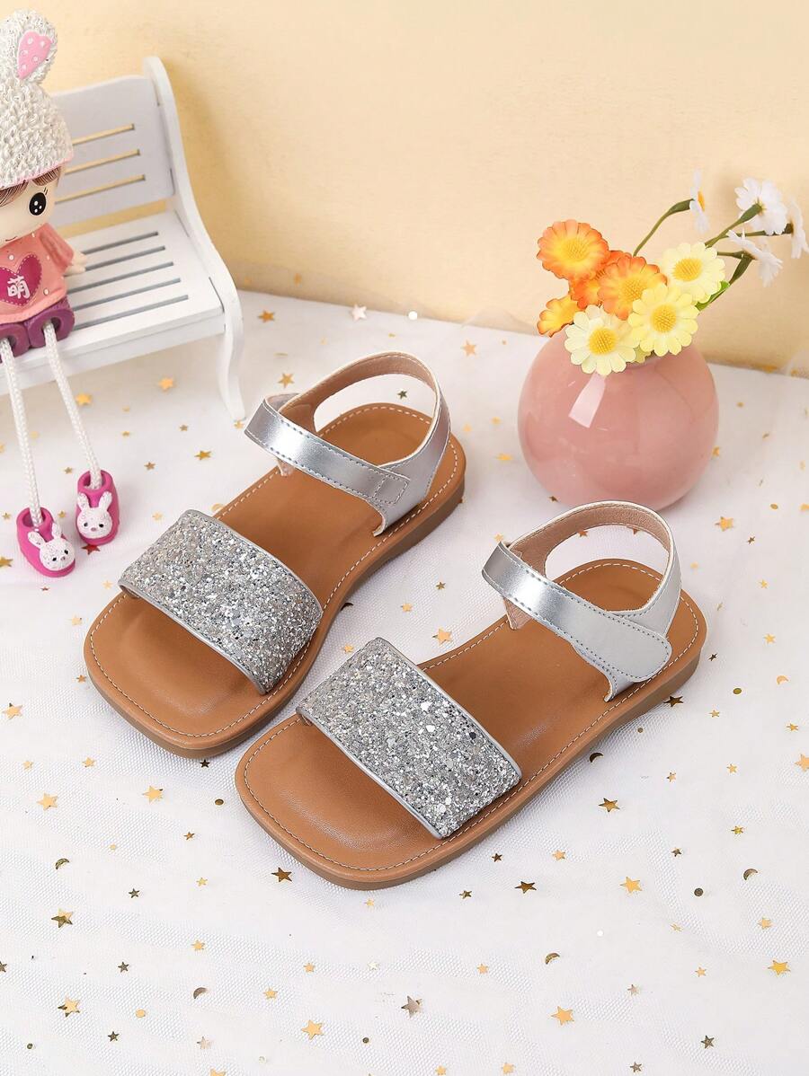 Glitter Embellished Flat Summer Girl Sandals