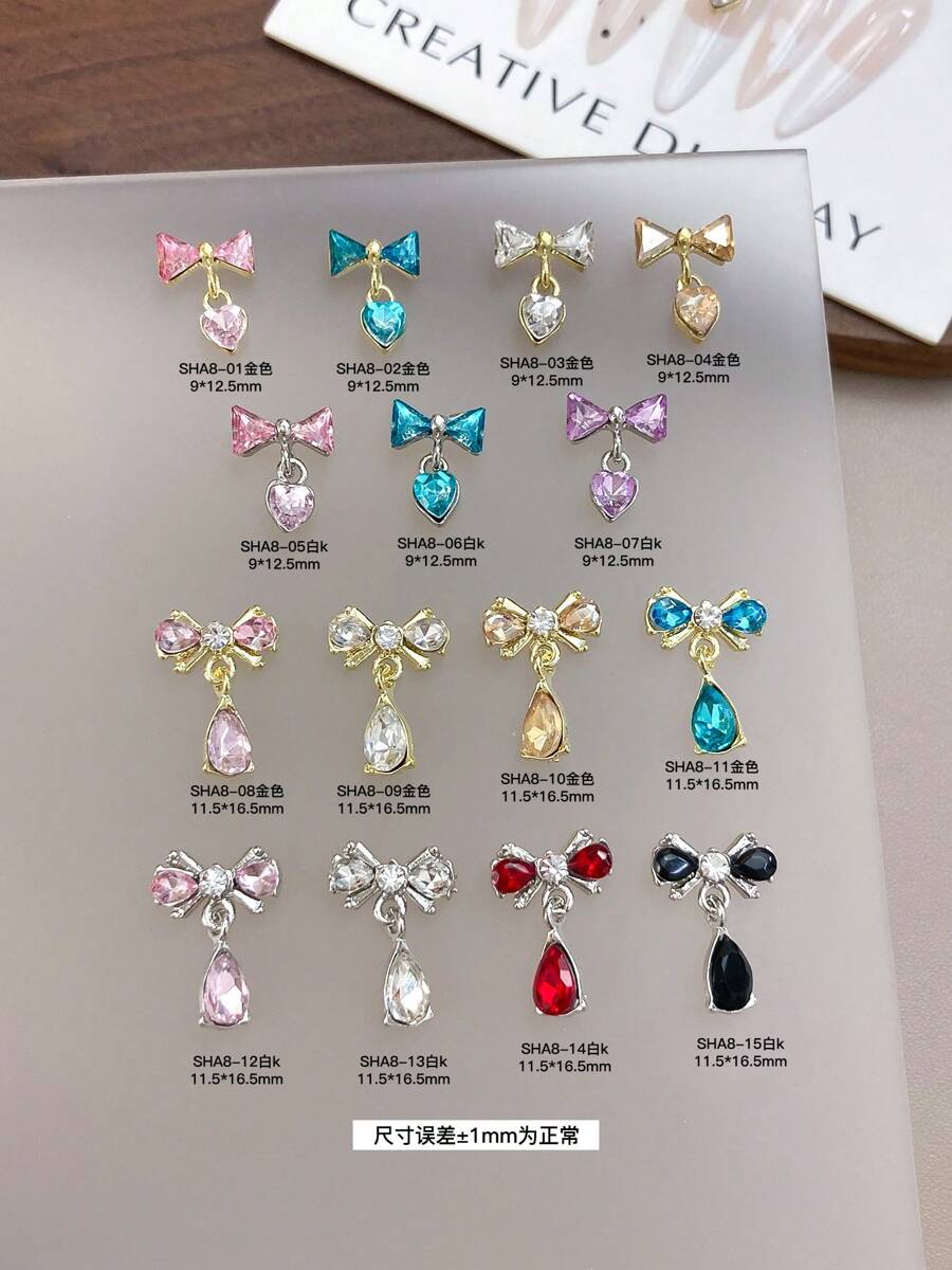 5 Peças/10 Peças Encantos de Unhas em Formato de Coração com Strass de Alta Qualidade e Moda, Suprimentos de Arte de Unhas