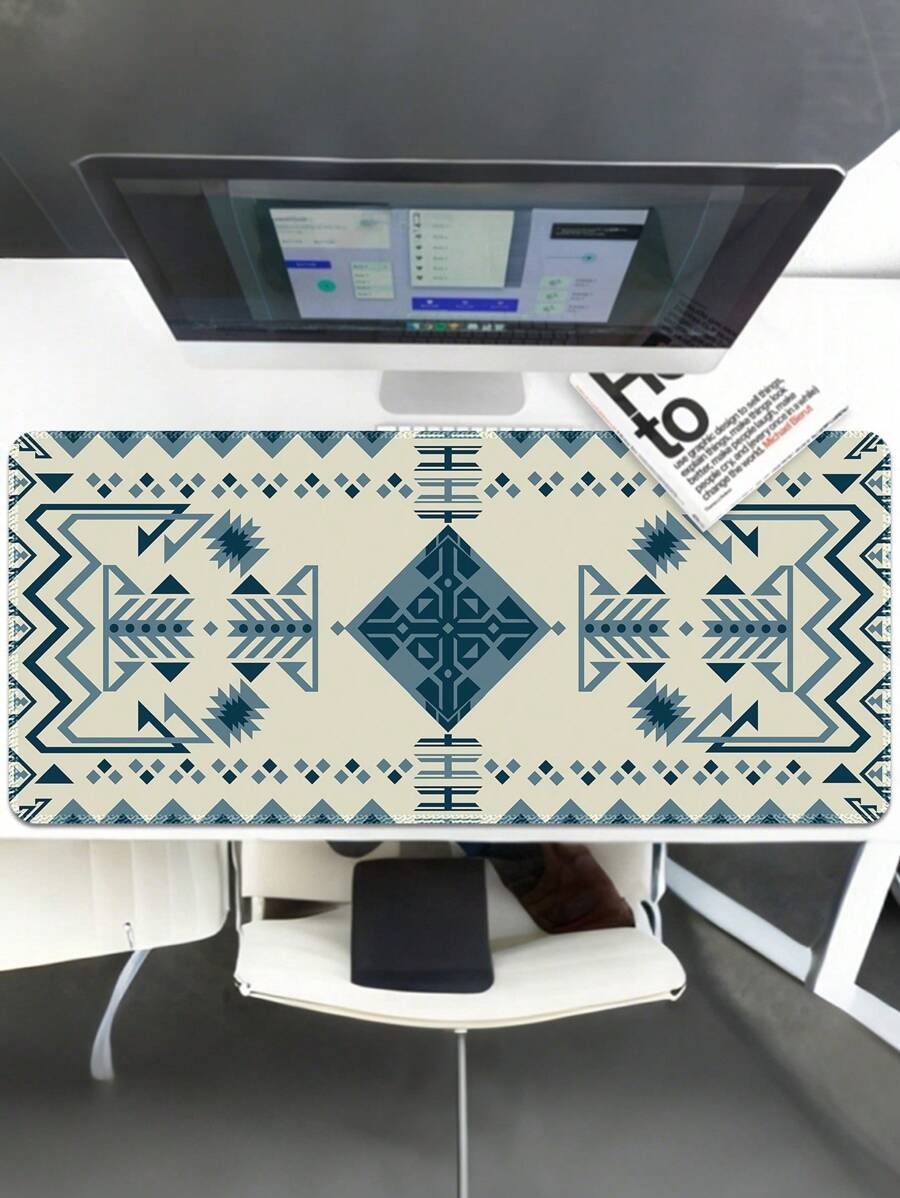 Grand tapis de souris, tapis de souris à base en caoutchouc avec bords cousus, tapis de souris géométrique pour ordinateur, convient pour le bureau et la maison