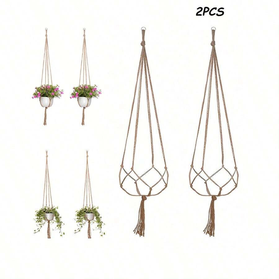 2 piezas Colgadores creativos para plantas, soporte para macetas de flores, cuerda para cesta colgante, soporte colgante de pared para plantas para decoración interior y exterior del hogar, jardín y balcón (disponible en varios tamaños)