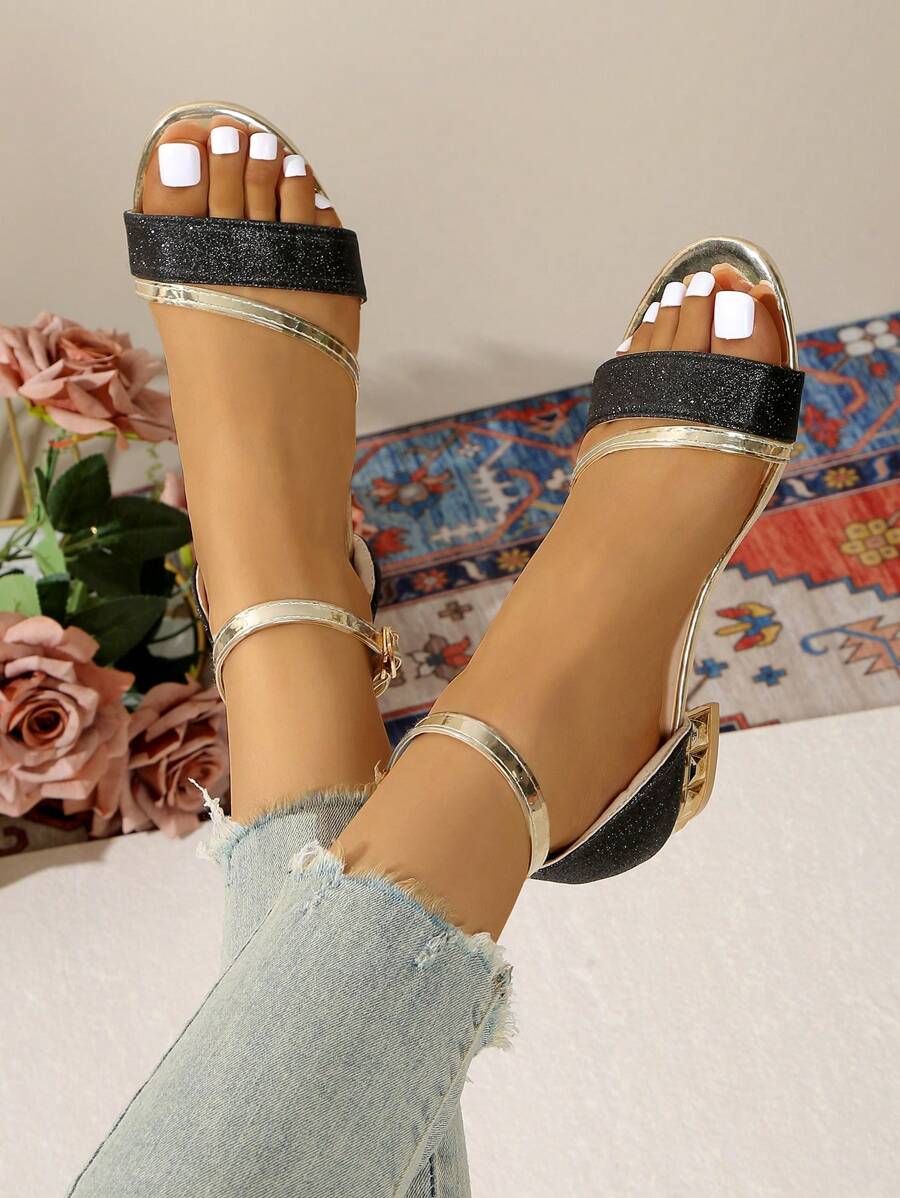 New Fashion Double Strap Open Toe Sandals, Ankle Buckle Design, Stylish Elegant Sandals
