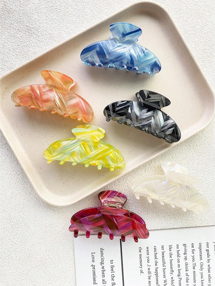 1pc Women's Colorful Half Round Hair Clips, Minimalist Fashionable Mermaid Style Acrylic Material New Multi-Color Half Round Hair Claw Clip, Suitable For Casual Outfits, Daily Commute, Half Updo Hair, Doesn't Damage Hair Fashion Hair Accessories