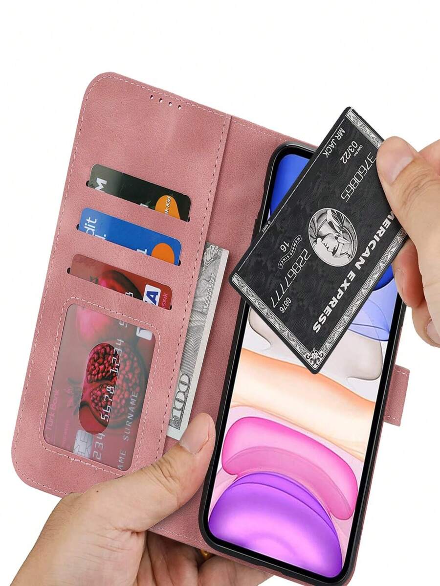 1 Stück PU Brieftaschen-Handyhülle mit Magnetverschluss kompatibel mit iPhone 14/14 Pro/14 Pro Max RFID-blockierend 4 Kartenfächer, Handgelenkschlaufe, stoßfest, schützende Ständer-Soft-Leder-Folio-Flip-Handyhülle
