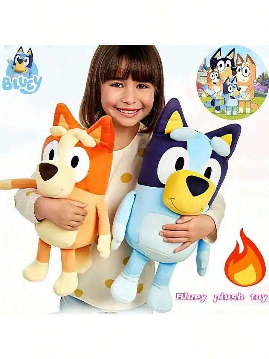 Bluey Jouets en peluche de la famille Bluey et Bingo, chien de dessin animé de 28 cm/11 pouces, animaux en peluche doux, poupées en peluche, cadeaux parfaits pour les anniversaires, très adaptés pour les festivals, les fans et les cadeaux, cadeaux parfaits pour les fêtes et les vacances, jouets de carnaval