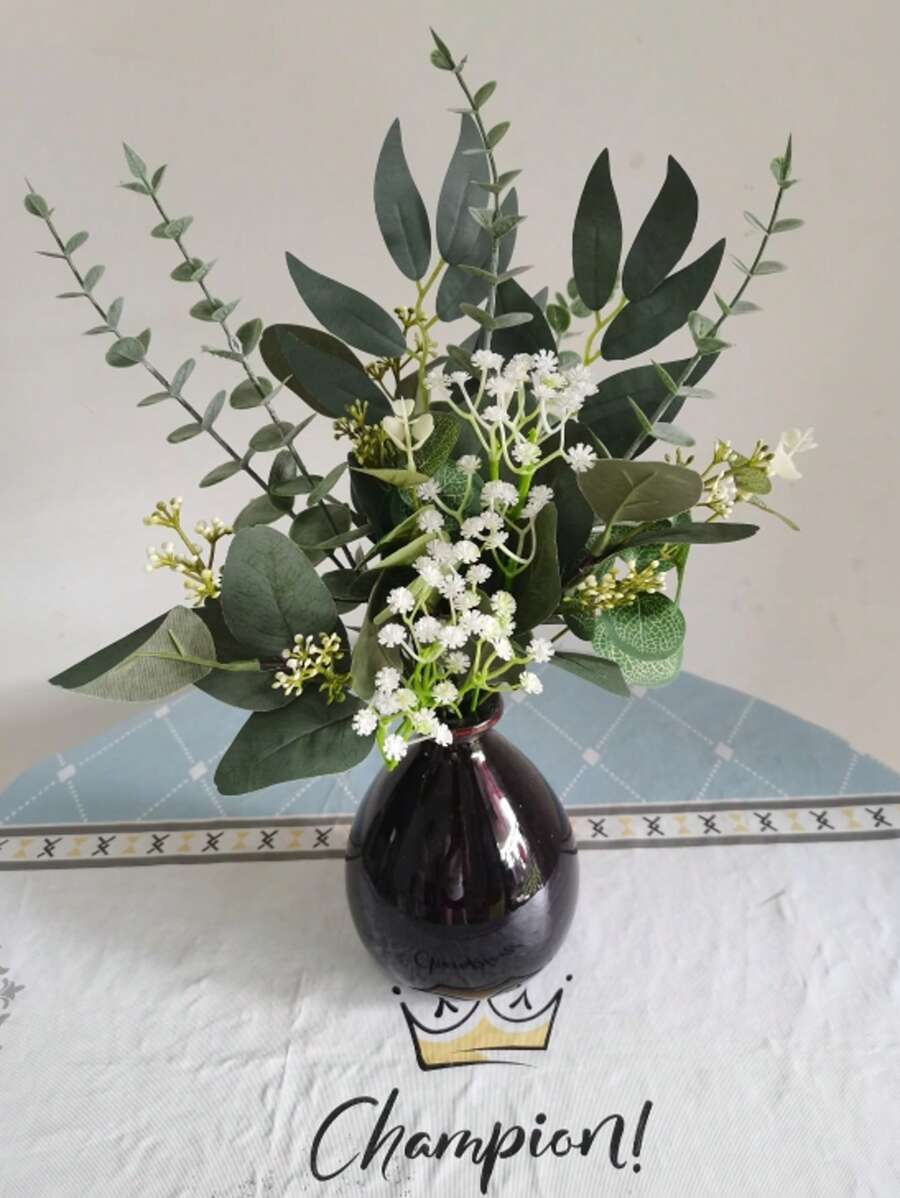 2 pièces de chaque Fleurs artificielles, 5 types d'assortiment de bouquet de fleurs artificielles, branches de fleurs artificielles décorations de fleurs fausses en soie pour l'aménagement de la maison, le mariage, le bureau, la cérémonie de remise des diplômes (vert et blanc)