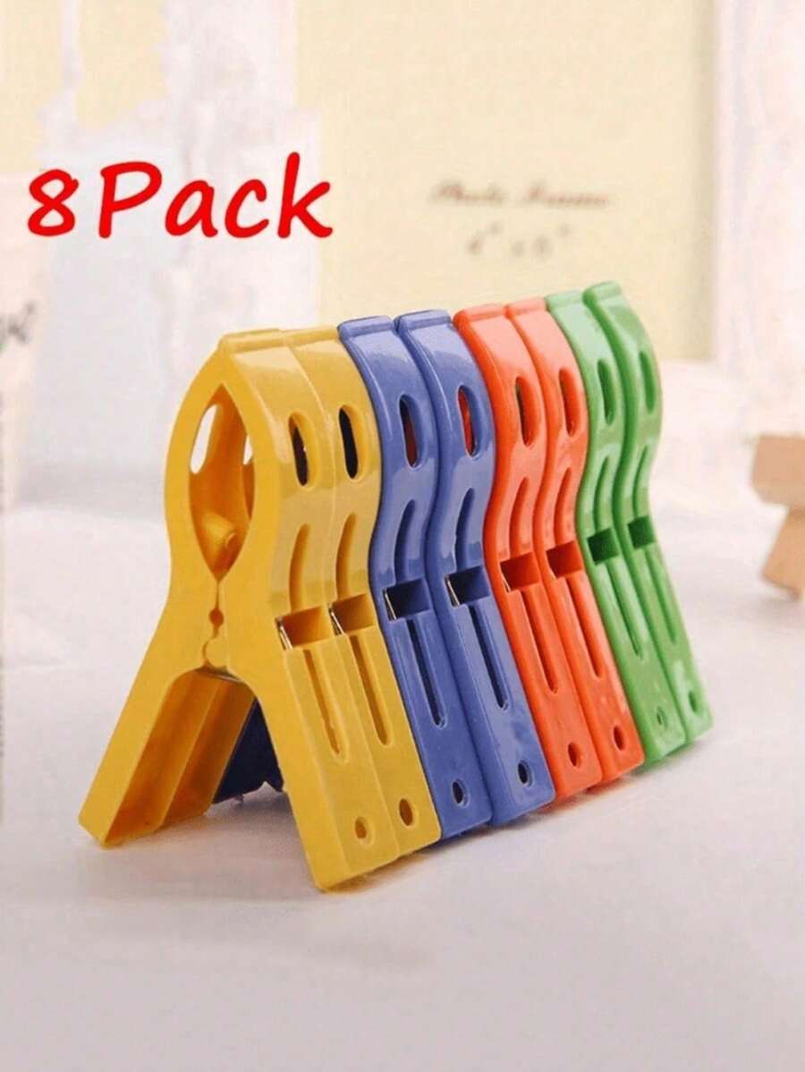 4 piezas/8 piezas Grandes pinzas para toallas de playa, pinzas de plástico para asegurar toallas, mantas, edredones, ropa en la cuerda, camastros, sillas, sillas de piscina, crucero - Pinzas resistentes de múltiples colores para ropa