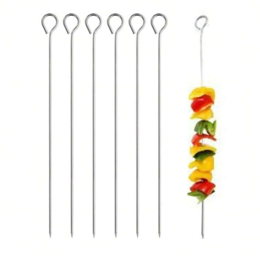 6-8pcs outils de barbecue aiguille de barbecue brochettes rondes brochettes de barbecue, brochettes plates rondes en acier inoxydable, brochettes en acier inoxydable fourchettes de barbecue, brochettes plates brochettes d'agneau, brochettes de barbecue barbecue outils de barbecue en acier inoxydable