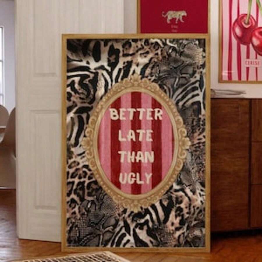 1pc Optional Frame Black Positive Quote Print Wall Art Girly Dorm Decor Apartment Aesthetic Print Bathroom Affirmation Art Preppy Black Wall Art Leopard Print No Frame