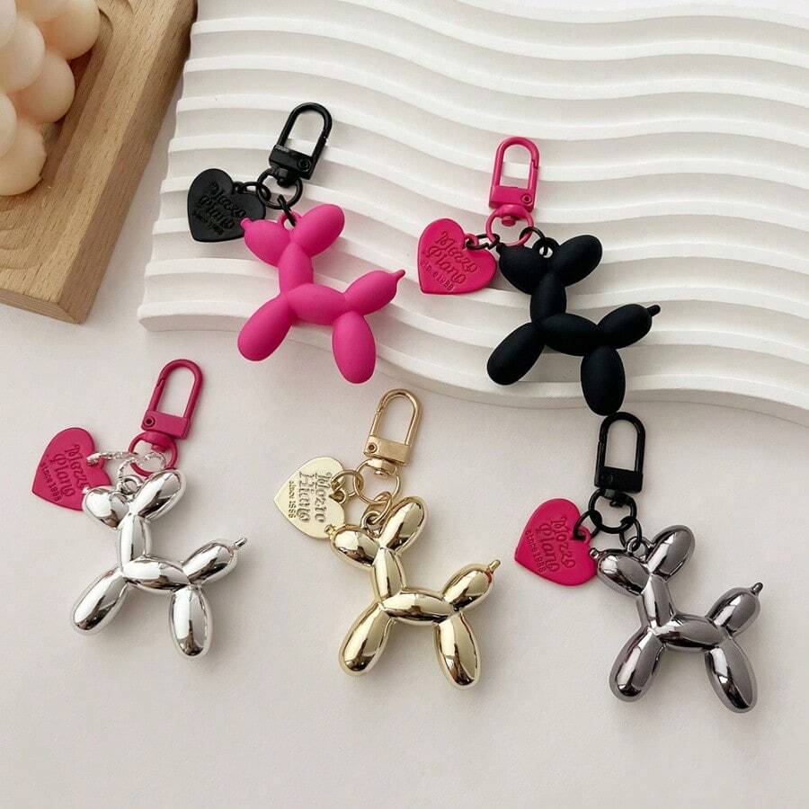 1 buc Unisex Balon Câine Breloc Aliaj În formă de Inimă Desene Animate Versatil Geantă/Chei Mașină Charm Cadou Accesorii Auto Geantă Charm Școală Drăguț Goth Y2K