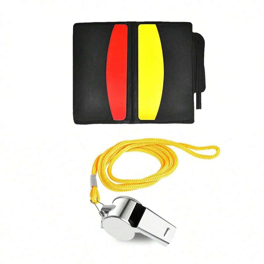 1 set Sifflet de football, set de cartes d'arbitre, sifflet portable avec cartes rouges et jaunes, multifonction, léger pour la compétition et le jeu