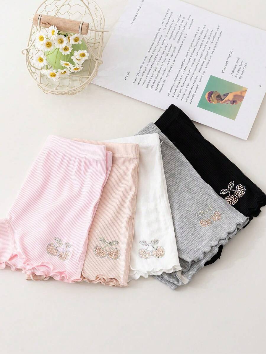 1 Peça Legging Macia e Confortável com Estampa de Cereja para Crianças, Estilo Simples e Clássico da Moda, Versátil para Uso Casual, Feriados, Volta às Aulas, Cor/Estilo Aleatórios Enviados