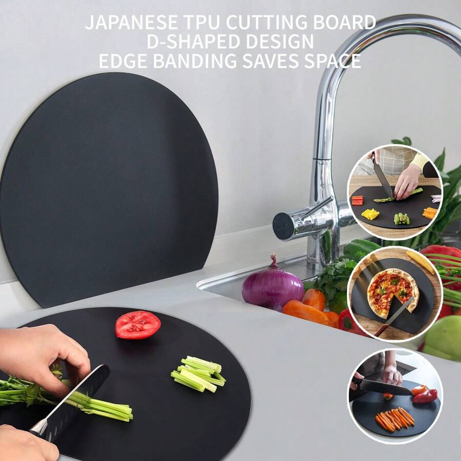 1pc Antibacterial Cutting Board, Reversible, Kitchen Meat And Veggie Separating Cutting Mat, Anti-Mold