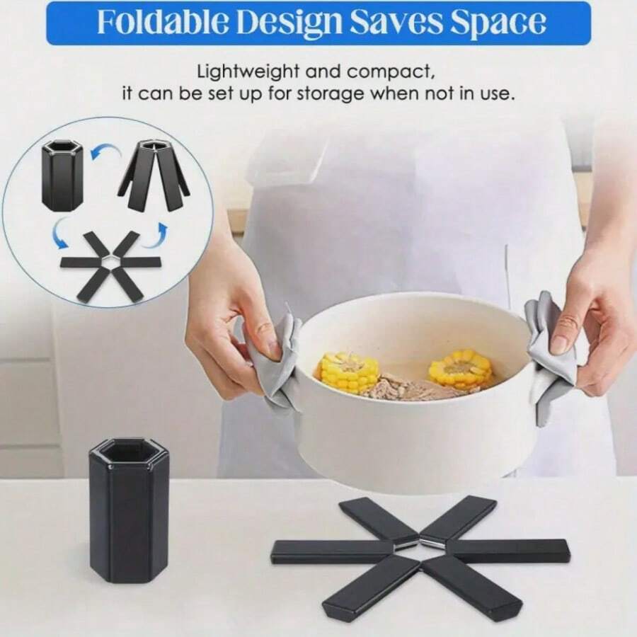 1 Pc/2 Pcs/3 Pcs Heat-Resistant Foldable Pot Mat, Foldable Six-Jaw Heat-Resistant Anti-Scalding Mat, Plastic Table Mat For Hot Bowls And Plates, Non-Slip Coaster, High-Temperature Tableware Protector