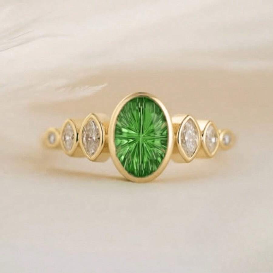 1 pezzo Anello elegante e di lusso con design a ellisse, adatto per feste, banchetti, fidanzamenti, regalo di gioielleria per San Valentino