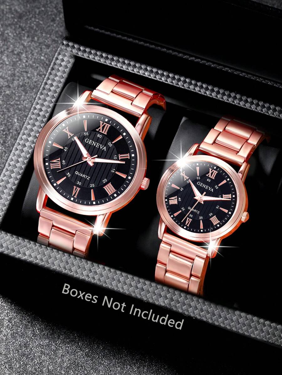 Conjunto de 2 relógios para casais, pulseira de aço inoxidável casual, relógio de pulso de quartzo, pacote de presente para o Dia dos Namorados ou Ação de Graças, relógio masculino adequado para uso diário, temporada de volta às aulas, temporada de formatura, Ação de Graças, casais, os melhores presentes, caixa de relógio não incluída