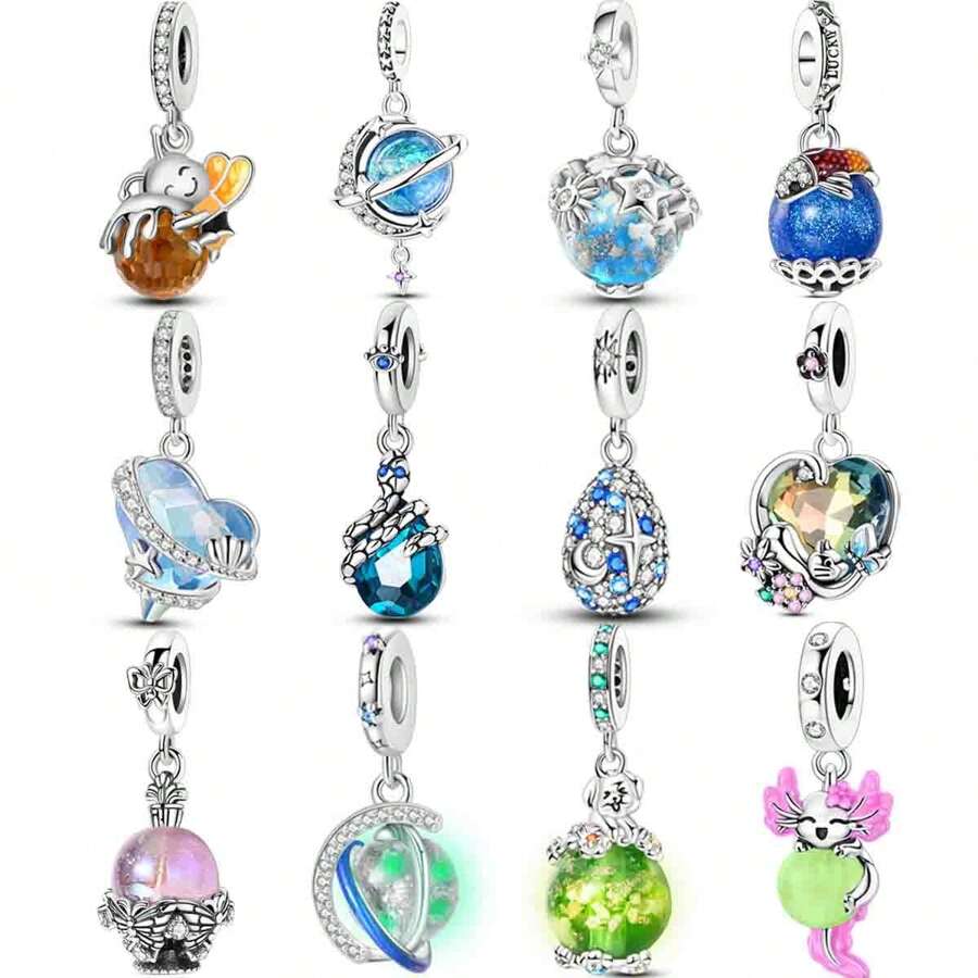 1 Stück mystische Serie Silber farbiges Emaille Charm original Armband Halskette DIY Herstellung Perlen Anhänger, ideal für kosmische Partys, astrologie-bezogene Veranstaltungen und tägliches Schmuckdesign - Unisex