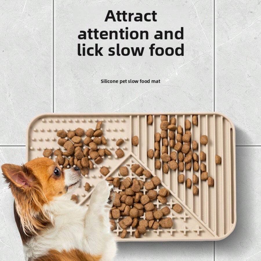 1 pièce Tapis d'alimentation pour animaux de compagnie en silicone, distributeur lent anti-morsure et facile à nettoyer, pad de léchage pour chats et chiens, protège le système digestif des animaux de compagnie