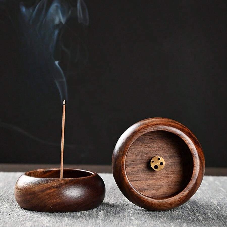 1PC Ebony Circular Home Aromatherapy Stove Suitable For Hydrotherapy, Yoga And Meditation, Home Decoration And Unique Gift Ideas, Incense Burner Rack, Room Decoration, Creative Incense Burner Plate