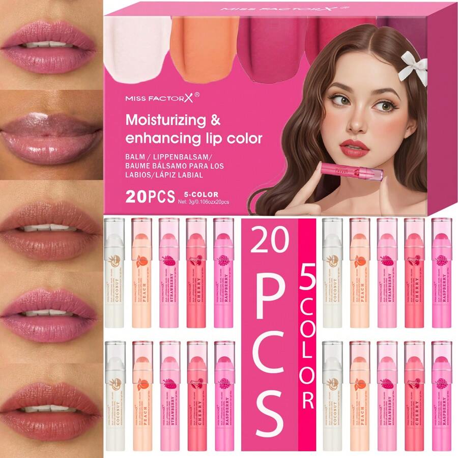 20pcs/Box Gift Set, Colorful Lipsticks - Black Cherry Shade, Moisturizing Lipstick With Vitamin E Core, Natural Gloss Finish, Vegan-Friendly & Cruelty-Free