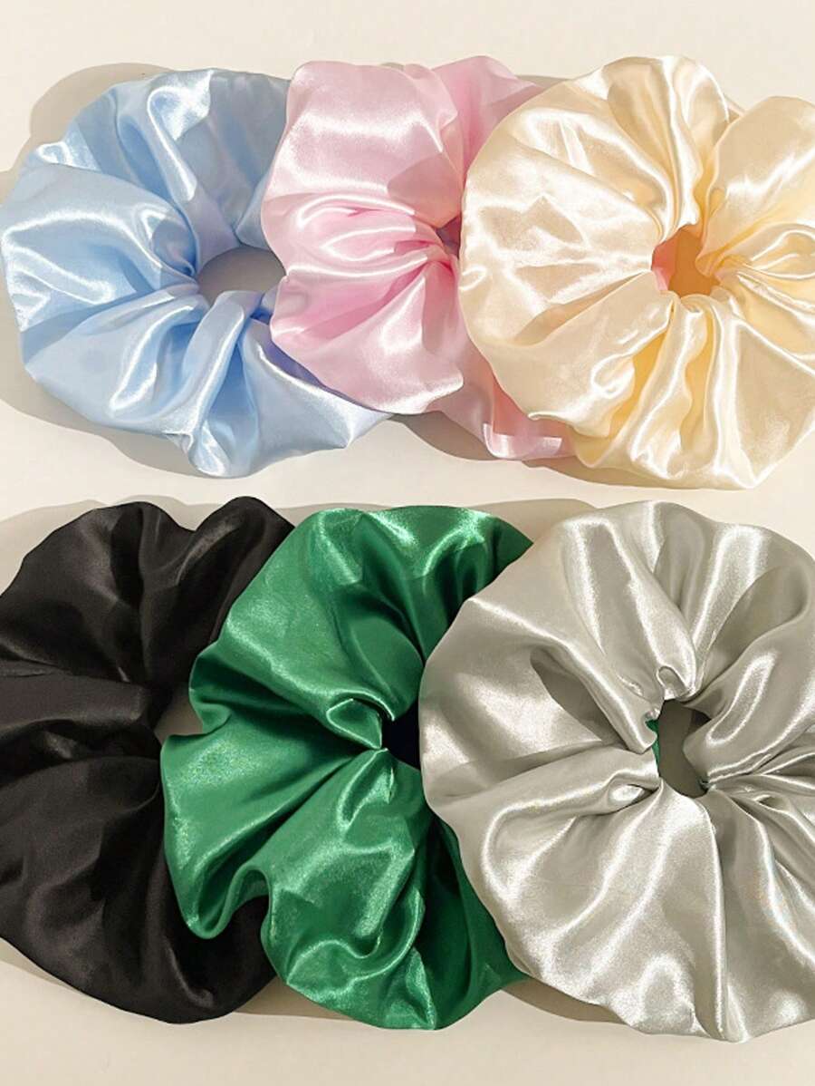 Set aus einfarbigen Stoff Haargummis, Oversized dehnbar Haargummis für Pferdeschwanz & Dutt, minimalistische elegante Haraccessoires für Frauen & Mädchen für den täglichen Gebrauch, Geschenk für Training/Büro/Valentinstag