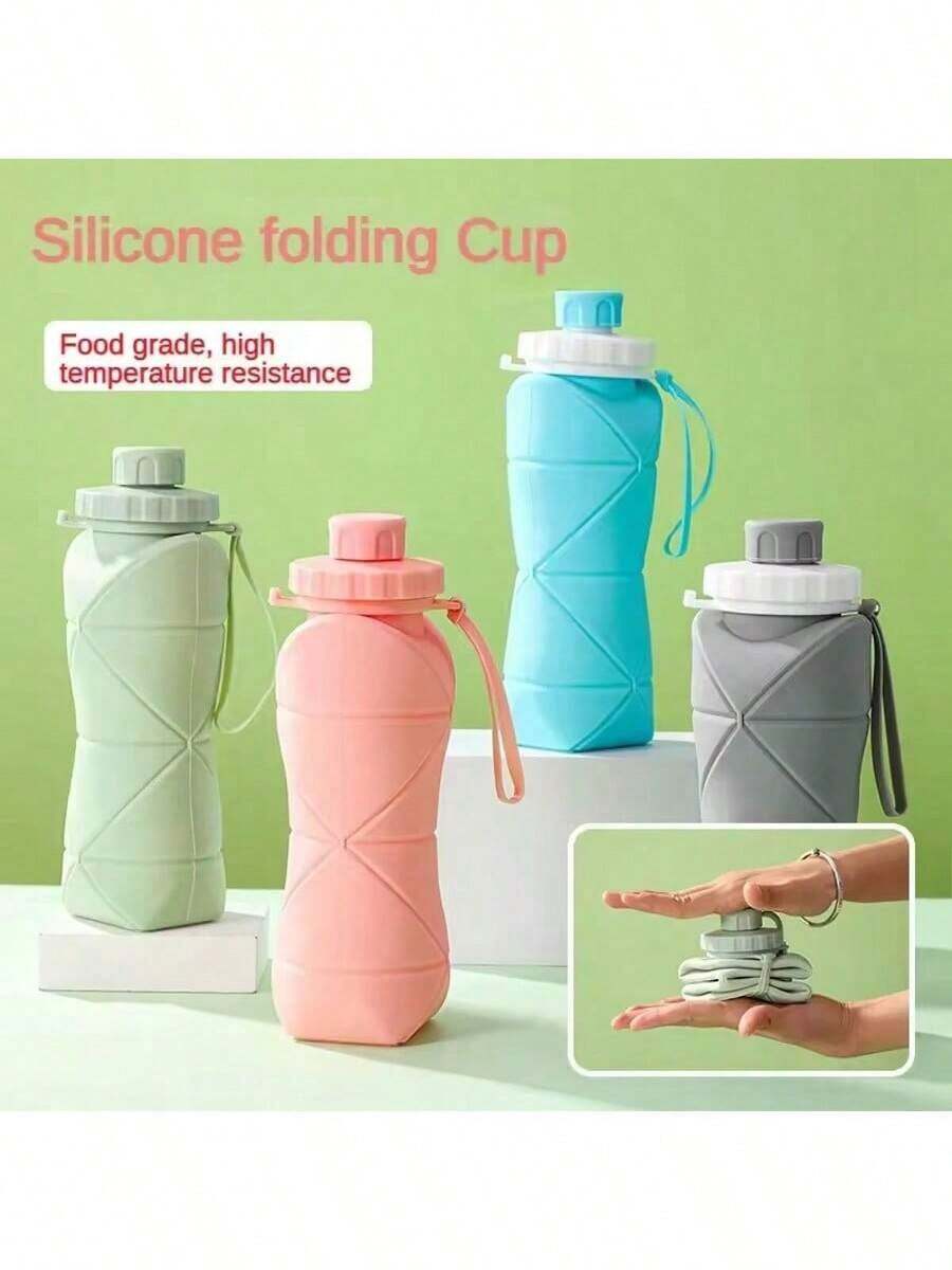1 pieza Taza plegable de silicona creativa, botella deportiva portátil al aire libre, vaso de agua retráctil y resistente a los golpes para viajes, vaso reutilizable al por mayor