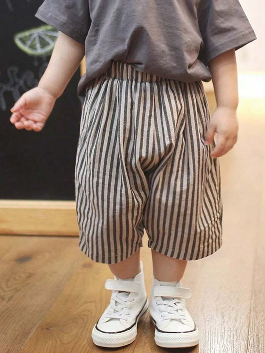 Kids/Young Boy 3/4 Shorts, Summer Thin Striped Casual Capri Pants Bottoms