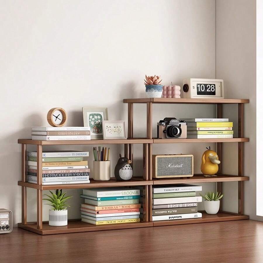 Organisateur de bureau en bambou, étagères de rangement à plusieurs niveaux pour le bureau, la maison, la cuisine, le salon. Peut être utilisé comme range-chaussures, porte-tasses, support pour plantes