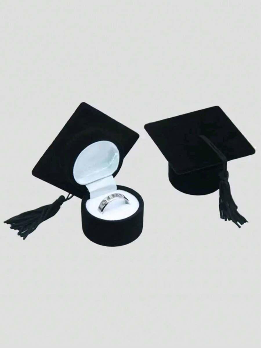 1 pieza Caja de almacenamiento de joyas con forma de birrete de graduación