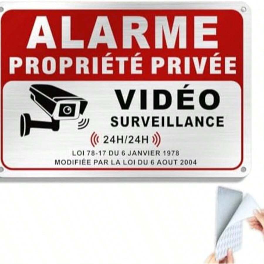لافتة مراقبة فيديو منزلية من سينماو ، لاصقة ذاتية، الملكية الخاصة ، معدنية 20*30 سم 24 ساعة متواصلة ، مقاومة للأشعة فوق البنفسجية ، مقاومة للماء ، مزودة بثقوب للتركيب