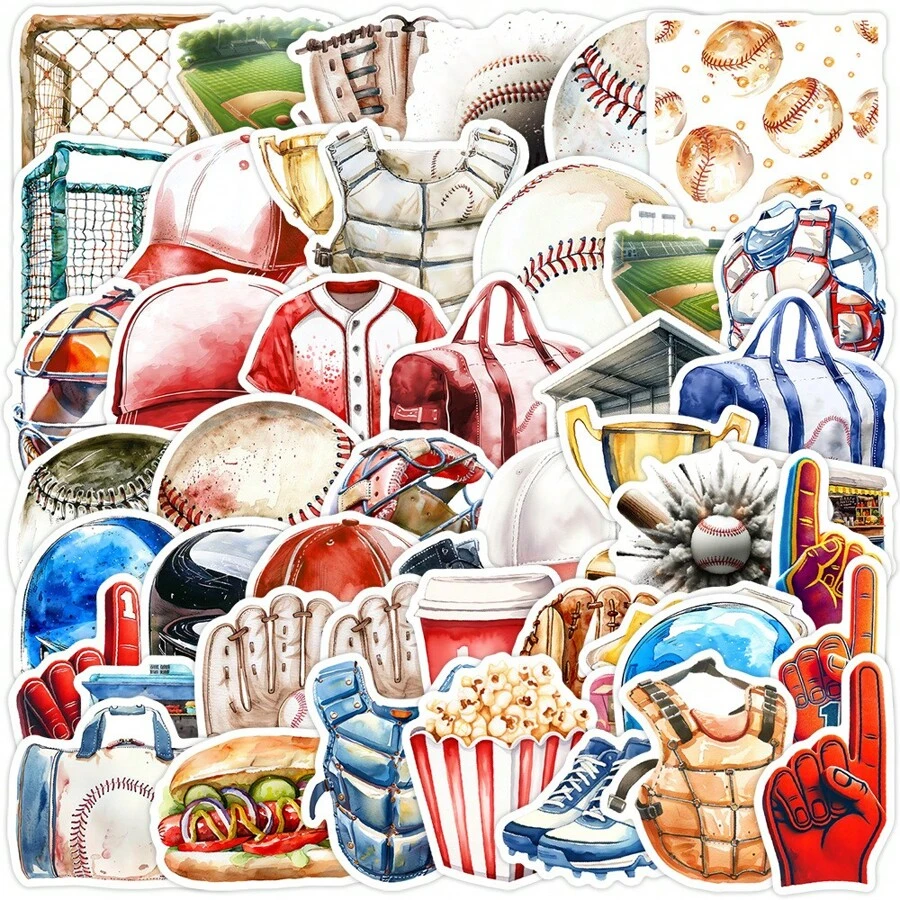 50 PZ Adesivi da baseball con graffiti, adesivi estetici in vinile per scrapbooking, diario, computer portatile, paraurti, skateboard, borraccia, computer, telefono, cartoni animati, elmetto di , adesivi e decalcomanie per auto