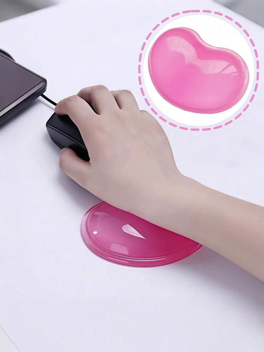 1pc Silicone Gel Wrist Rest Heart-Shaped Translucence Ergonomic Mouse Pad Cool Hand Pillow Mat For Office Computer Laptop, School, Home Supplies School Supplies, Back To School