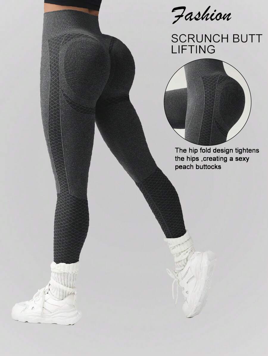 1 pezzo Leggings sportivi per donna, in vita alta e senza cuciture, con controllo della pancia, per fitness