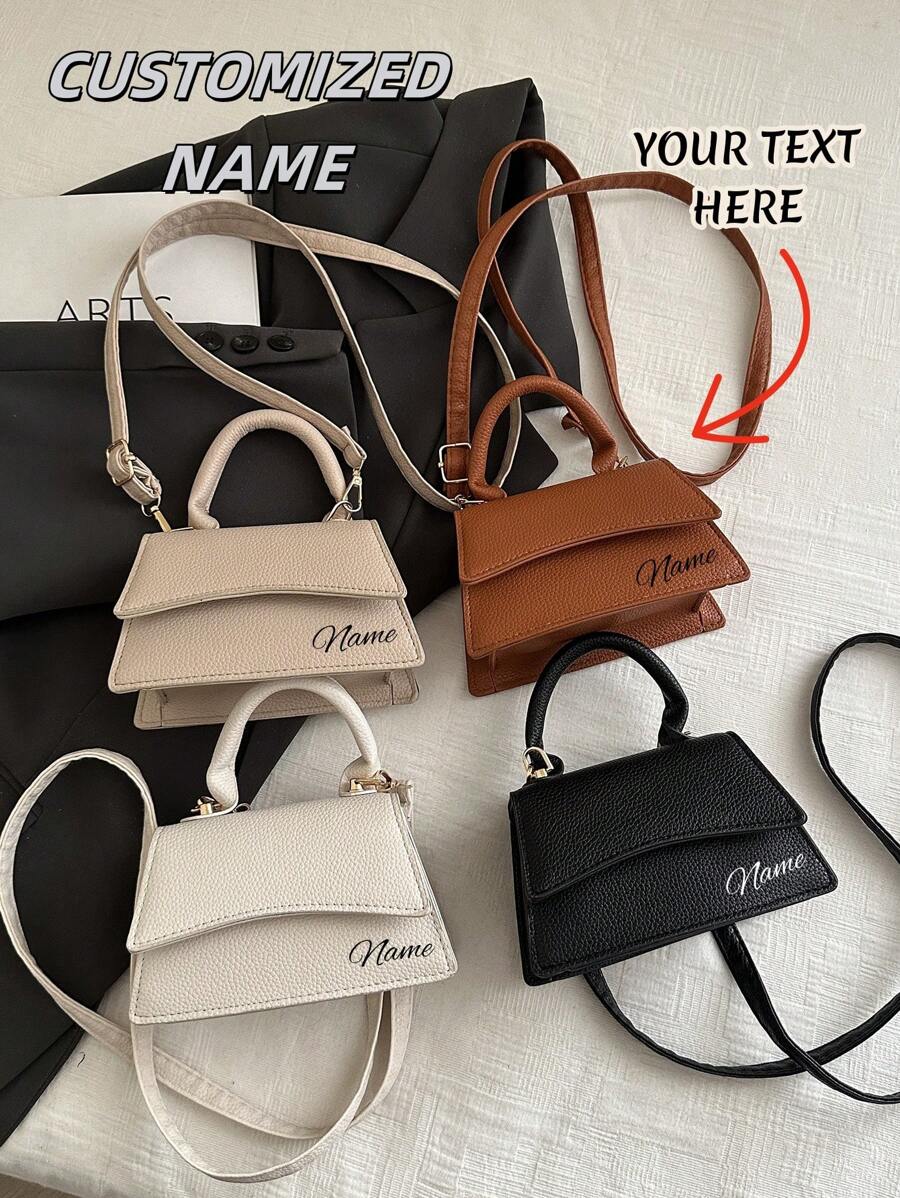 1pc Mini Handbag, Simple Casual Small Square Bag, Multi-Functional One-Shoulder Messenger. It Can Be Customized With Your Own Name. Teacher's Day Gift, Very Suitable For Going Out Shopping, Seaside Vacation Travel And Daily Use. Birthday Gift, Souvenir Bag For Friends Or Daughters.