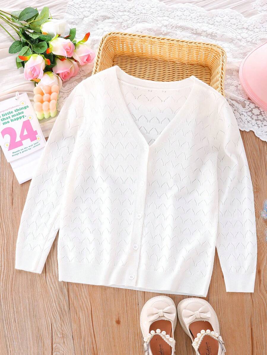 Cardigã Feminino Aberto na Frente, Casual, Senhora, Decote em V, Top Branco Vazado, Blusas de Malha de Manga Longa para Meninas Maiores, Novo Modelo de Verão Leve e com Proteção Solar, Casaco Solto de Cor Sólida para Primavera e Outono