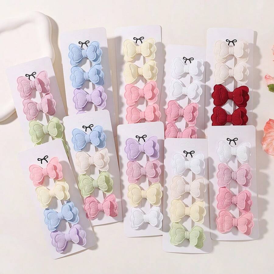 Set de 4 pasadores de mariposa de doble capa de unicolor, accesorios de pelo lindos y versátiles para niños