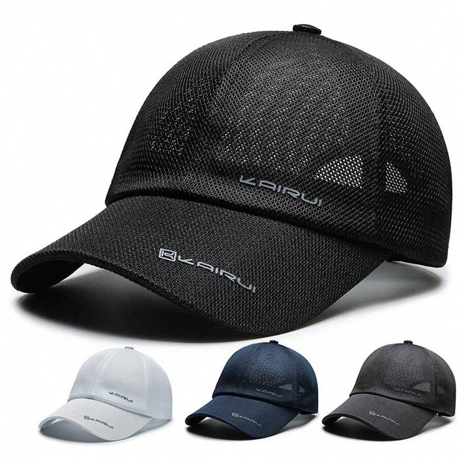 1 Stück Herren Baseballkappe aus atmungsaktivem Mesh, einstellbarer Outdoor-Sonnenhut für Frühling/Herbst, geeignet für Reisen, Strand, Party