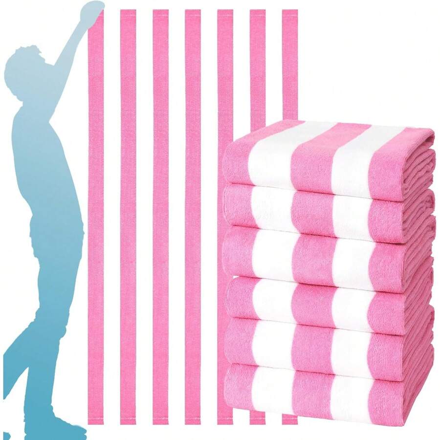 One Packs Oversized 29x58 Inch Stripe Beach Towel Thin Terry Set Extra Large Accessories Essentials Soft Super Absorbent Pool Travel Bath Swim Camping Towels Bulk Men Women Adults Gift Beach Essentials