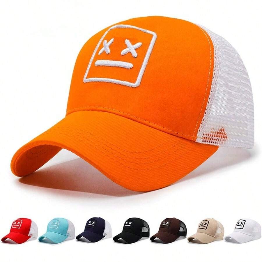 1 pieza Gorra de béisbol de malla transpirable con estampado, sombrero versátil protector solar, gorra deportiva casual ajustable