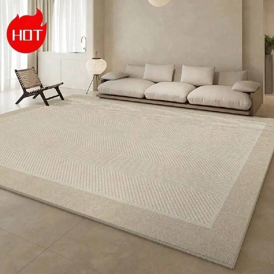 Premium Large Area Rug, Weighing Up To 1000g/M², Upgraded Extra-Thick Version For Enhanced Comfort Underfoot. Features Innovative Craftsmanship That Is Wear-Resistant, Water-Absorbent, And Colorfast. Distinctive Khaki Diagonal Stripe Pattern Creates An Elegant Look. Carpet Room Decor Bathroom Accessories Back To School