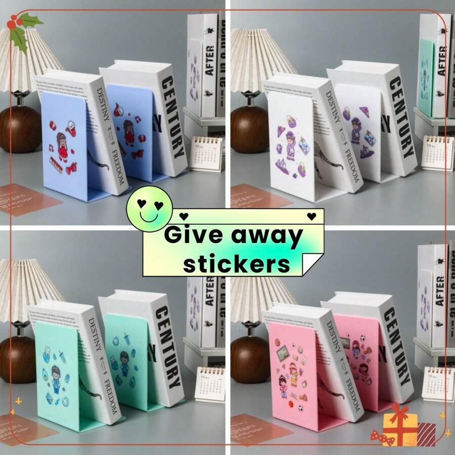2pcs L-Shape Desk Book Stand, Study Desktop Book Holder, Bookshelf Decorative Book Stopper, Design, School Supplies,Back To School