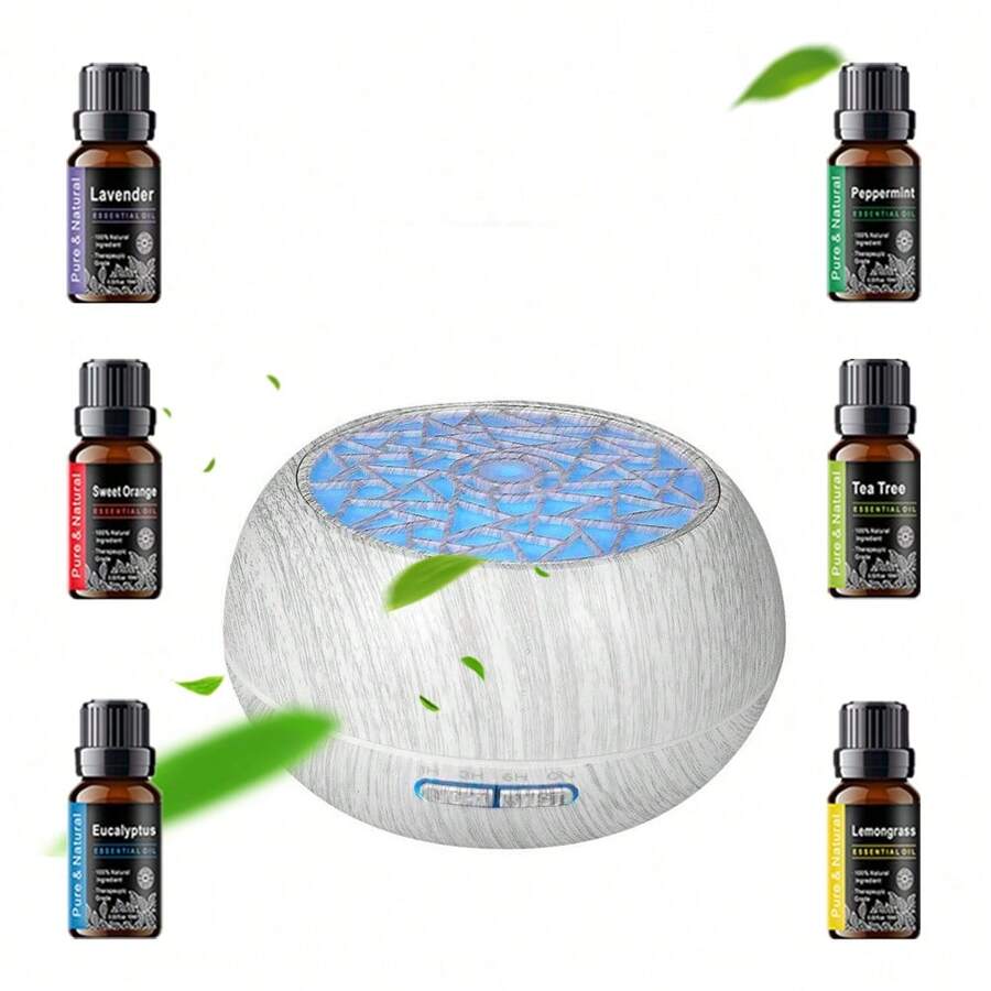 Family Sized 550ml Ultrasonic Diffuser Wood Grain Design, Remote Operation, 7 LED Mood Lights 6