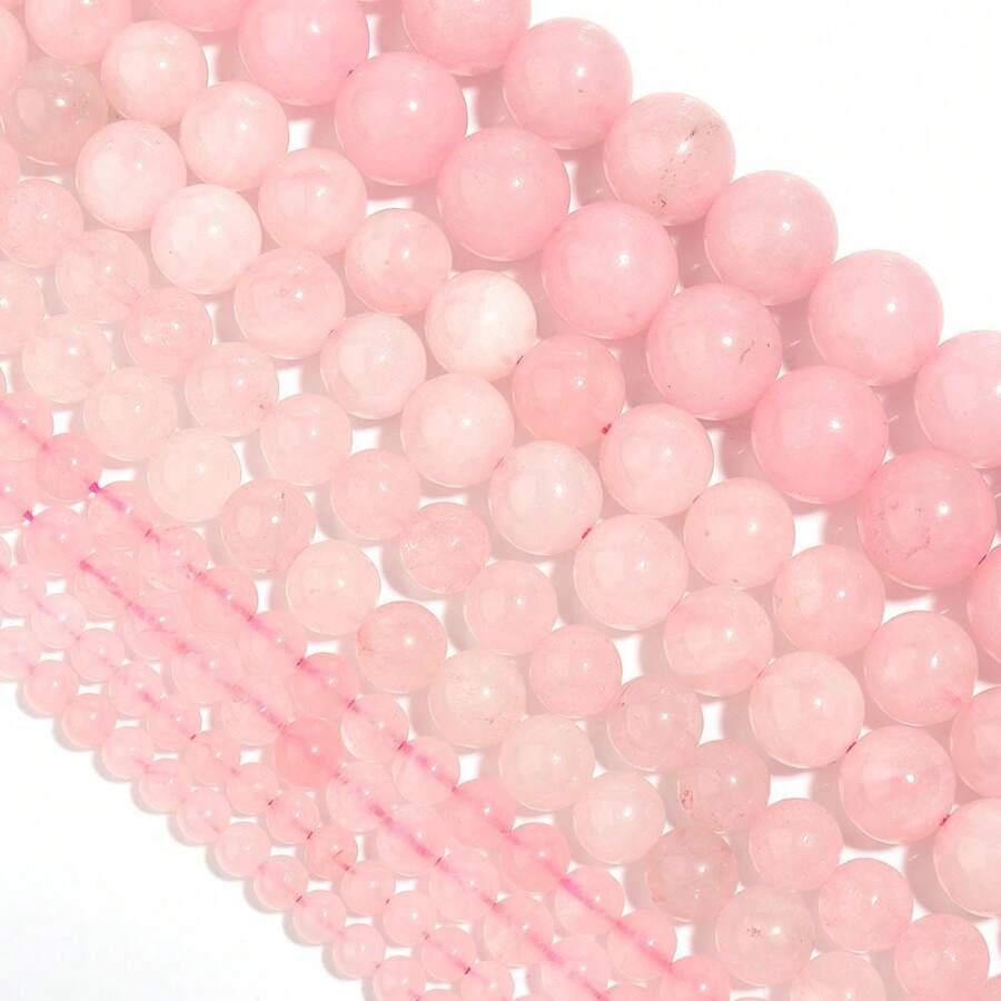 1 brin de pierres lâches en quartz rose naturel, perles roses naturelles pour la fabrication de bijoux, bracelets et colliers DIY