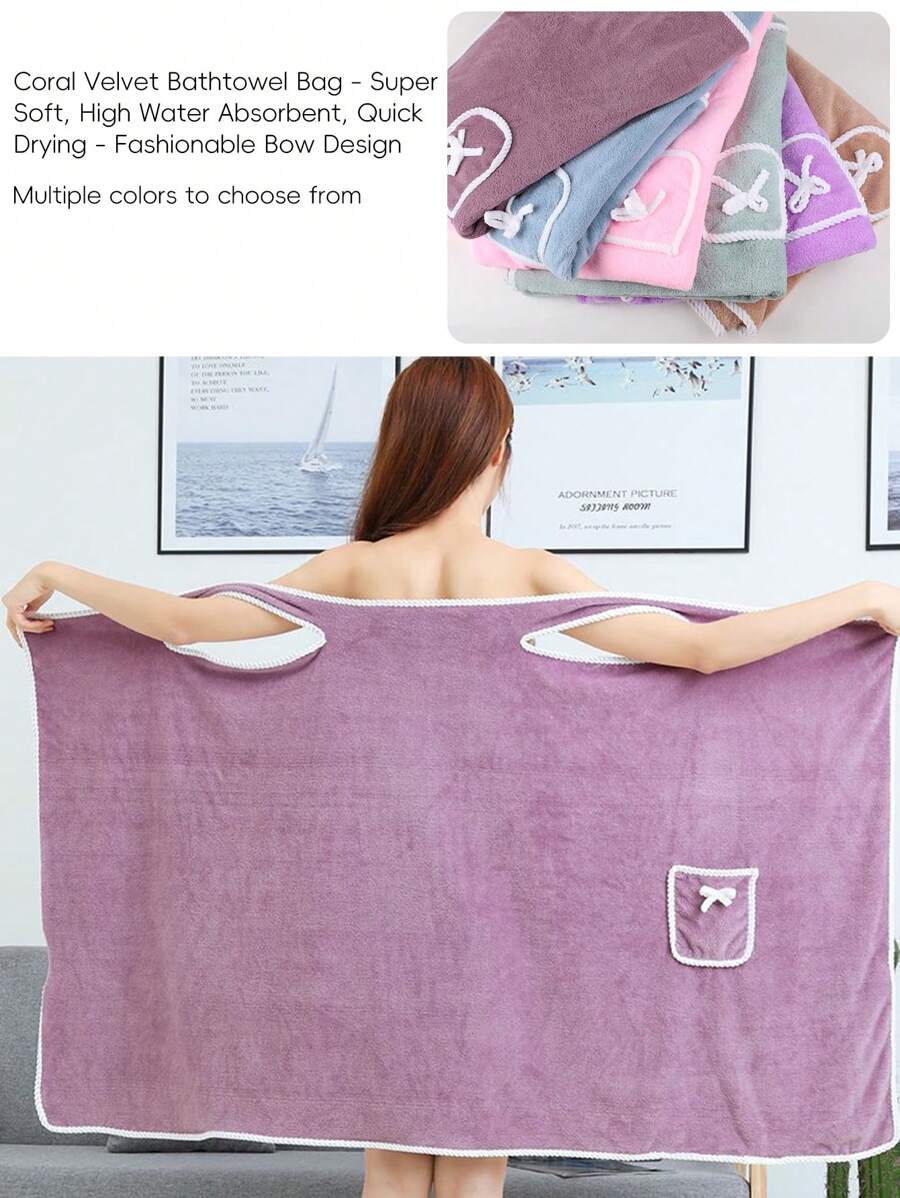 1 Piece Of Women's Large Bath Towel, Soft And Thick Bathroom Towel, Wearable Bath Towel With Pocket, Super Soft And Absorbent, Bath Towel And Shoulder Strap Shower Skirt Bathroom, Beach, Swimming, Changing Clothes, Ideal Household Items, Beach Essentials