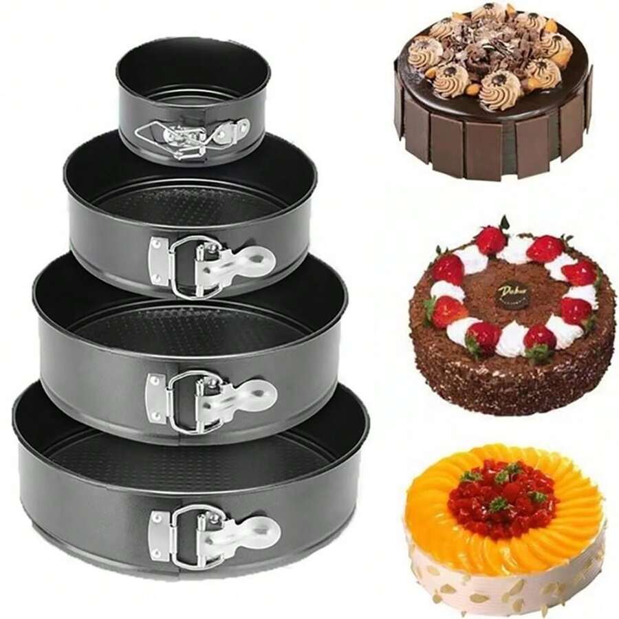 1 pezzo Stampo a cerniera in acciaio al carbonio antiaderente da 12/16/20/24/28 cm, stampo rotondo per torte con fondo removibile, per uso domestico, panificio e cucina