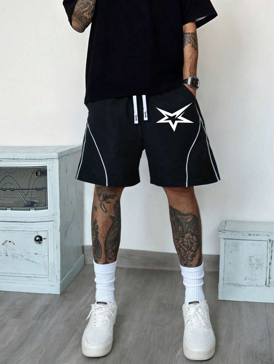 Yemwry Shorts casuales para hombres, shorts de playa con estampado de rayas sólidas