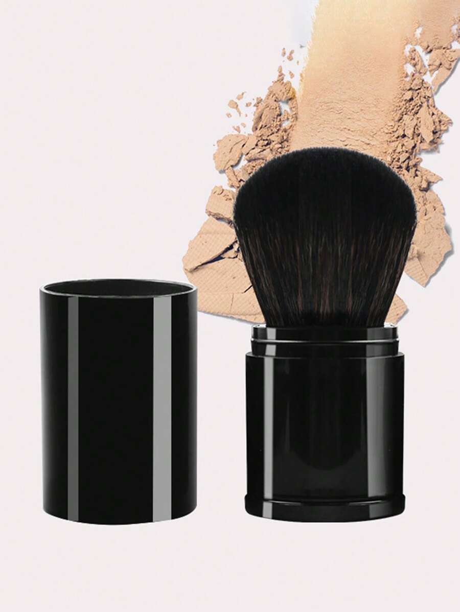 Portable Single Retractable Multifunctional Makeup Brush For Blush, Powder & Rouge - Mushroom Head Cosmetic Brush (Compact Travel Design)
