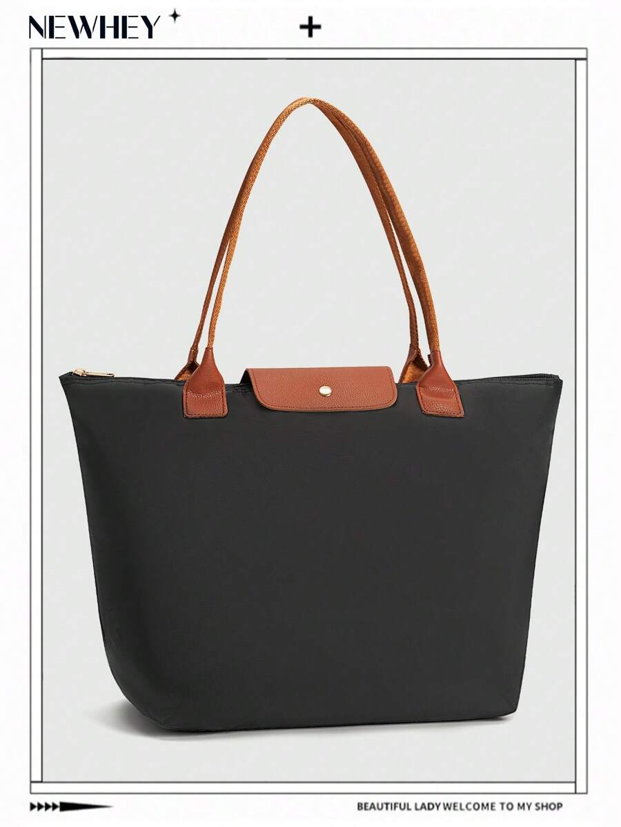 NEWHEY Bolso de hombro para mujer, bolso de mano con asa superior de nailon, bolso de fin de semana plegable estilo hobo
